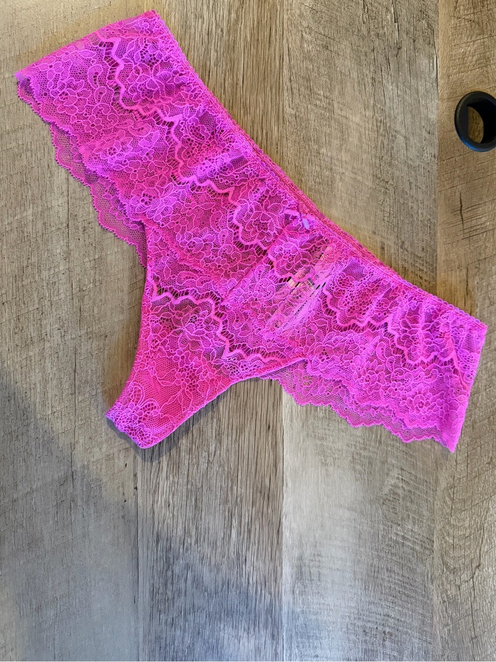 Victoria's Secret Dream Angels Pink Shimmer Lace Wide Side Thong